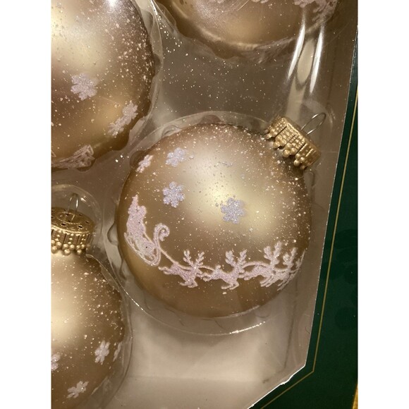 Krebs Glass Ornaments Cappuccino Velvet Balls With Christmas Eve Boxed Set Of 4 - Picture 3 of 8